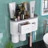 Toothbrush Holder Wall Mounted Automatic Toothpaste Dispenser Squeezer Kit