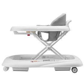 VEVOR Baby Walker, Foldable Baby Walkers with 3-Level Adjustable Height, Rolling Toddler Walker and Activity Center with Wheels & Feeding Tray (Color: Grey / White, Functional Morphology: Single Form)