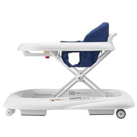VEVOR Baby Walker, Foldable Baby Walkers with 3-Level Adjustable Height, Rolling Toddler Walker and Activity Center with Wheels & Feeding Tray (Color: White+Blue, Functional Morphology: Single Form)