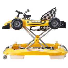 VEVOR 4-in-1 Baby Walker, Foldable Baby Activity Center on Wheels, Adjustable Height, Light, Steering Wheel (Color: Yellow, Functional Morphology: 4 in 1)