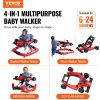 VEVOR 4-in-1 Baby Walker, Foldable Baby Activity Center on Wheels, Adjustable Height, Light, Steering Wheel